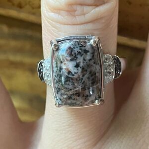 Natural Yooperlite Red Garnet Sterling Silver Ring Size 8